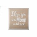 Urban Trends Collection Wood Rectangle Wall Art with I Love You to the Moon Writing on Weave Surface, Natural Brown 53356
